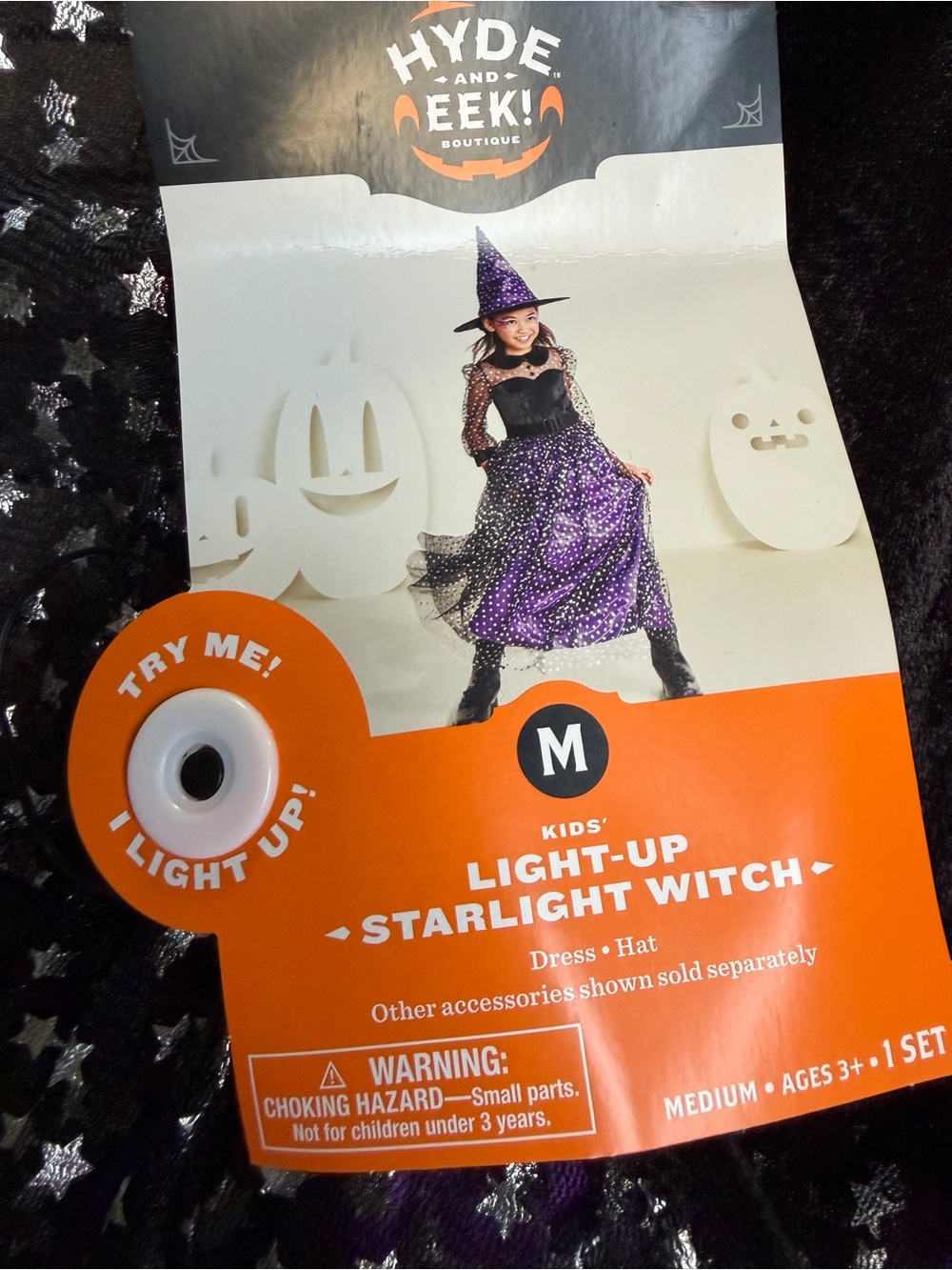 Girls Purple Sparkle Witch Costume with Hat - Kids Halloween - Picture 3 of 7